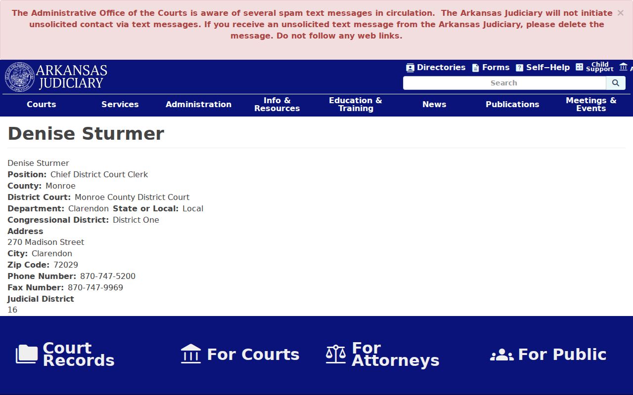 Monroe County bench warrant district court clerk profile