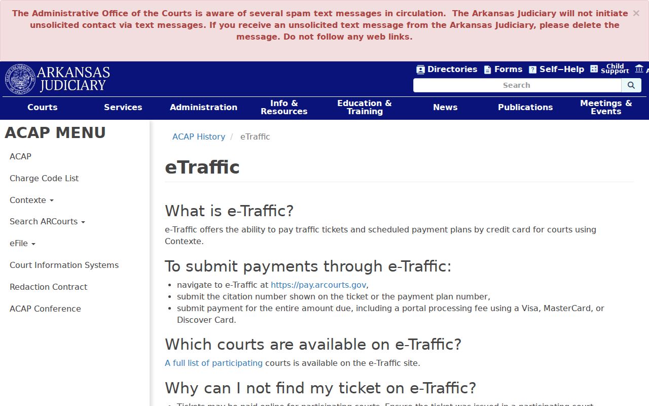 Arkansas Judiciary eTraffic instructions used for Monroe County citation routing