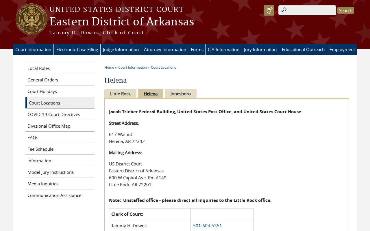 Helena federal courthouse serving federal arrest warrant matters from Monroe County